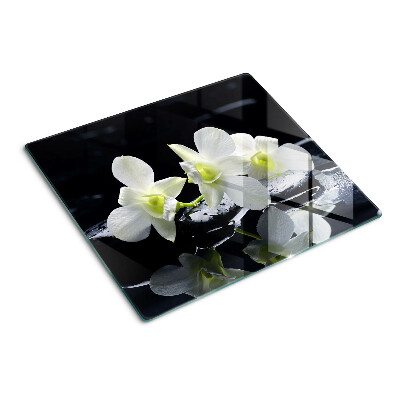 Krájecí prkénko skleněné Orchideje na černém pozadí