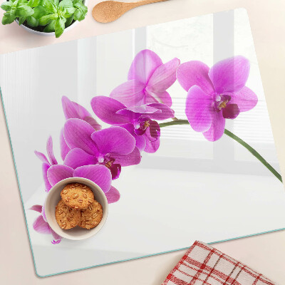 Skleněná deska do kuchyně Květy orchidejí v odstínech růžové