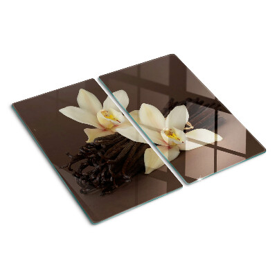 Krájecí prkénko skleněné Orchideje a vanilkové lusky