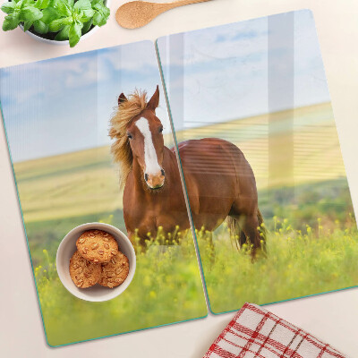 Skleněná krájecí deska Kůň na louce