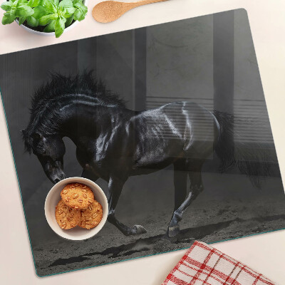 Skleněná krájecí deska Temný kůň v pohybu