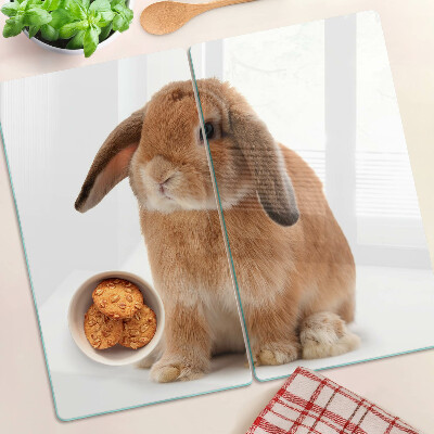 Skleněná krájecí deska Králík na bílém pozadí