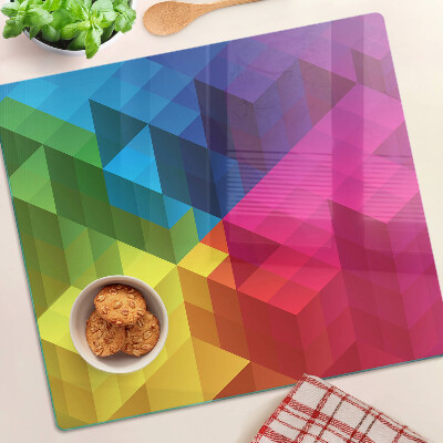 Skleněná deska do kuchyně Barevná geometrie v trojúhelnících