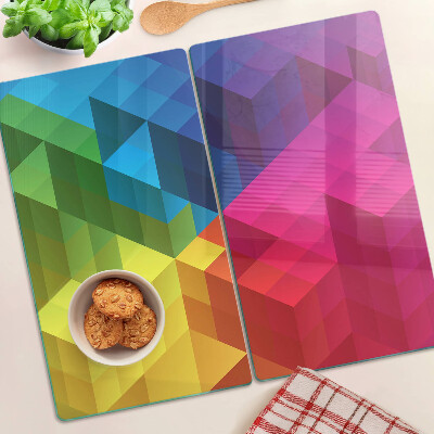 Skleněná deska do kuchyně Barevná geometrie v trojúhelnících