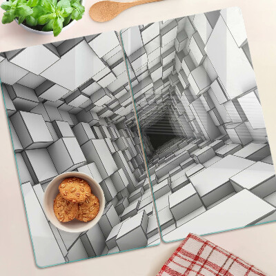 Krájecí prkénko skleněné 3D krychlové bludiště