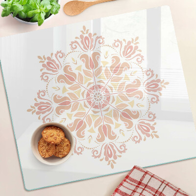 Skleněná deska do kuchyně Mandala v odstínech růžové