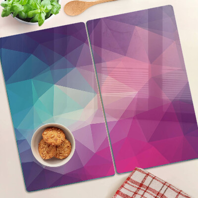 Krájecí prkénko skleněné Geometrie v odstínech růžové a modré