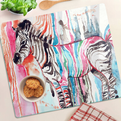 Krájecí prkénko skleněné Zebra v barevných pruzích