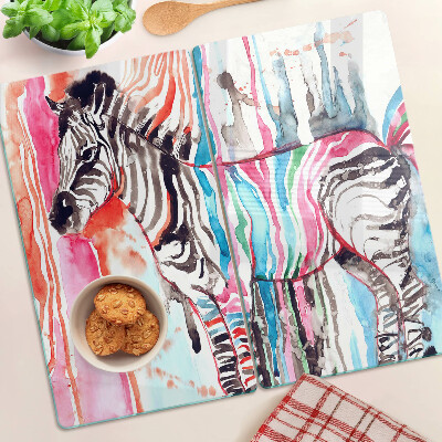 Krájecí prkénko skleněné Zebra v barevných pruzích