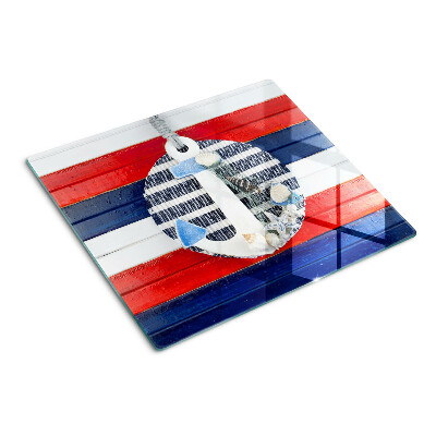 Skleněná krájecí deska Kotva na pozadí pruhů