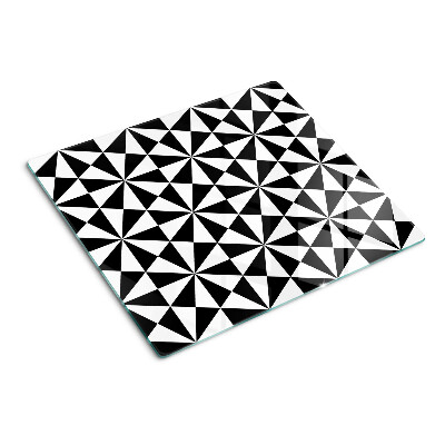 Skleněná deska do kuchyně Geometrické trojúhelníky v černé a bílé