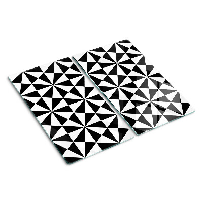 Skleněná deska do kuchyně Geometrické trojúhelníky v černé a bílé