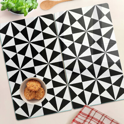 Skleněná deska do kuchyně Geometrické trojúhelníky v černé a bílé
