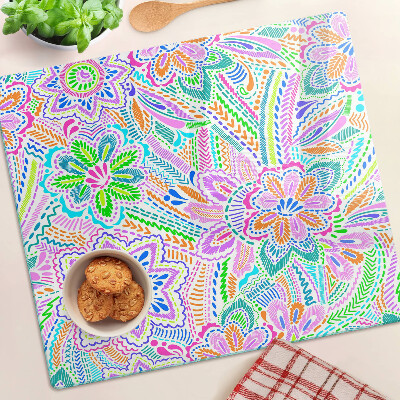 Krájecí prkénko skleněné Květinový vzor v boho stylu