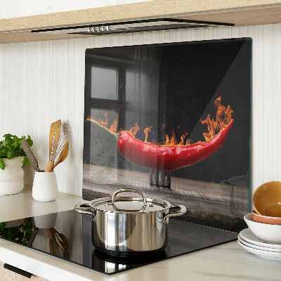 Skleněná deska do kuchyně Oheň a chilli paprička