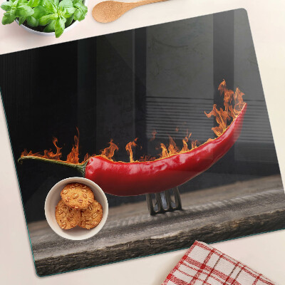 Skleněná deska do kuchyně Oheň a chilli paprička