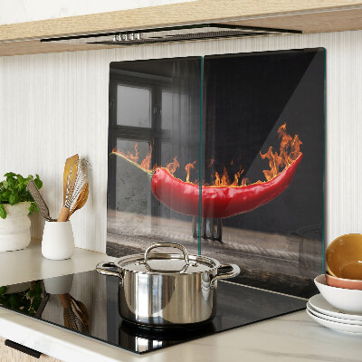 Skleněná deska do kuchyně Oheň a chilli paprička