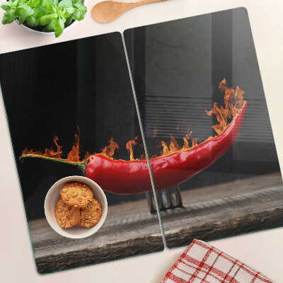 Skleněná deska do kuchyně Oheň a chilli paprička
