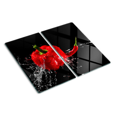 Skleněná deska do kuchyně Červená paprika ve vodě