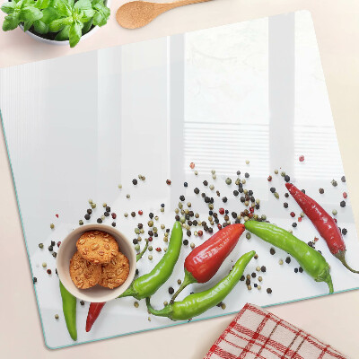 Skleněná krájecí deska Paprika a pepř