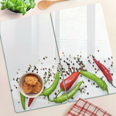 Skleněná krájecí deska Paprika a pepř