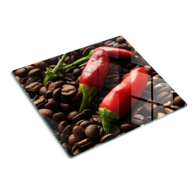 Skleněná krájecí deska Káva a chilli papričky