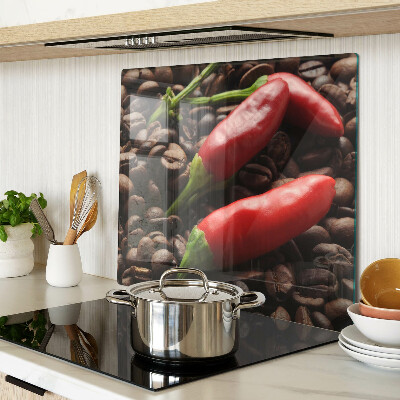 Skleněná krájecí deska Káva a chilli papričky