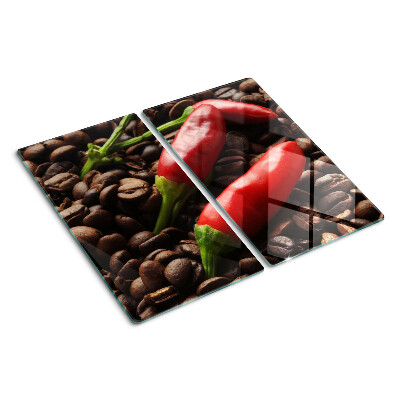 Skleněná krájecí deska Káva a chilli papričky
