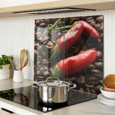 Skleněná krájecí deska Káva a chilli papričky