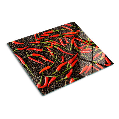 Skleněná deska do kuchyně Chilli papričky na černém pepři