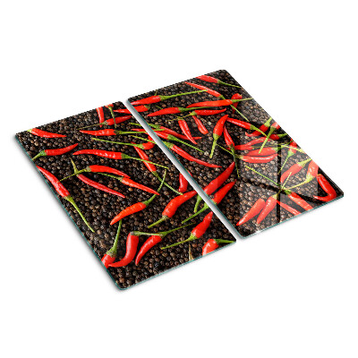 Skleněná deska do kuchyně Chilli papričky na černém pepři