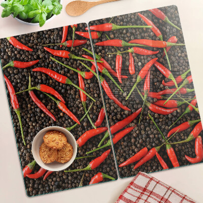 Skleněná deska do kuchyně Chilli papričky na černém pepři