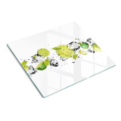 Krájecí prkénko skleněné Citrony a led ve vodě