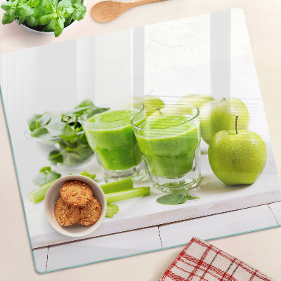 Skleněná krájecí deska Zelené smoothie a čerstvé ingredience