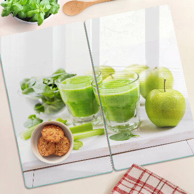 Skleněná krájecí deska Zelené smoothie a čerstvé ingredience