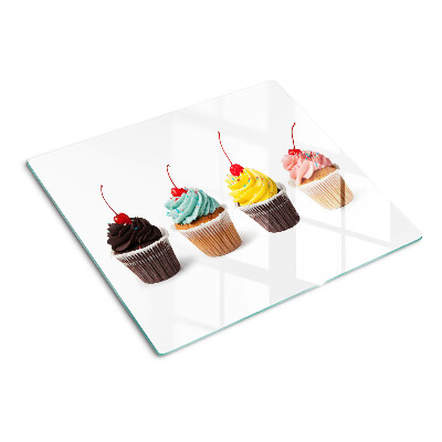Krájecí prkénko skleněné Cupcake se šlehačkou a třešní