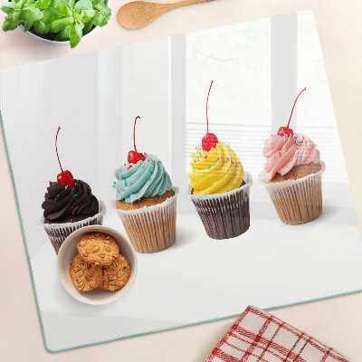 Krájecí prkénko skleněné Cupcake se šlehačkou a třešní