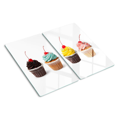 Krájecí prkénko skleněné Cupcake se šlehačkou a třešní