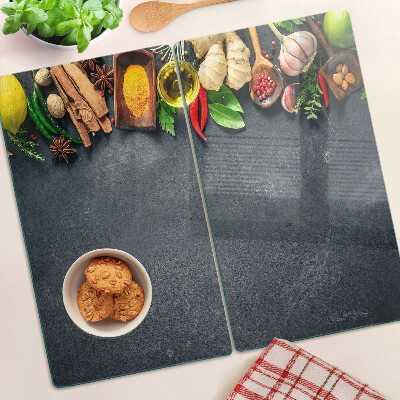 Skleněná krájecí deska Kuchyňské koření a ingredience