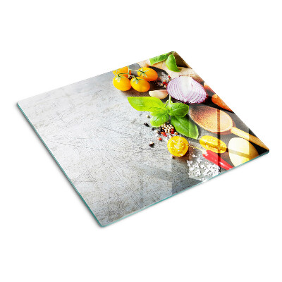 Skleněná deska do kuchyně Kuchyňské ingredience a bylinky