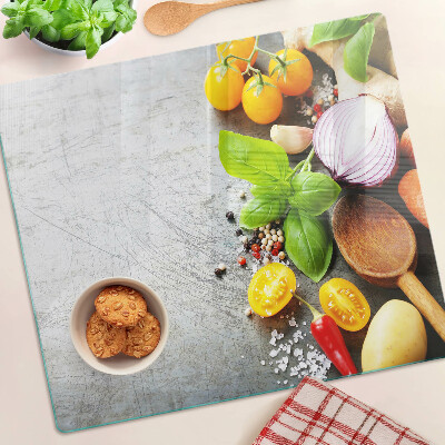 Skleněná deska do kuchyně Kuchyňské ingredience a bylinky