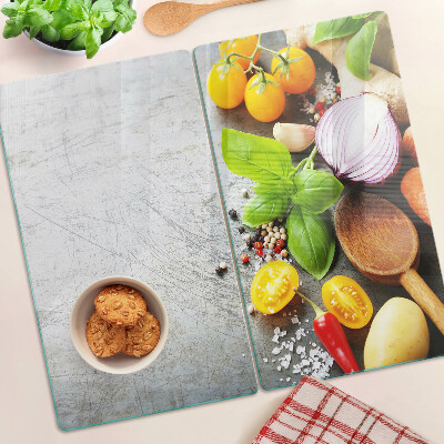 Skleněná deska do kuchyně Kuchyňské ingredience a bylinky