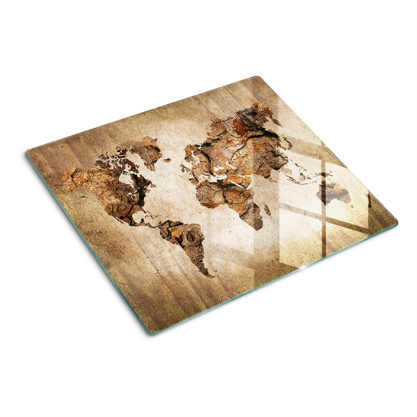 Skleněná krájecí deska Mapa světa ve vintage stylu