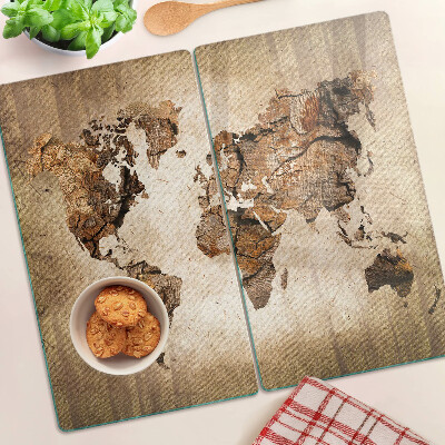 Skleněná krájecí deska Mapa světa ve vintage stylu