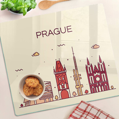 Krájecí prkénko skleněné Praha - výhled na město