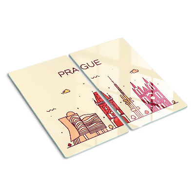 Krájecí prkénko skleněné Praha - výhled na město