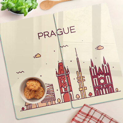 Krájecí prkénko skleněné Praha - výhled na město