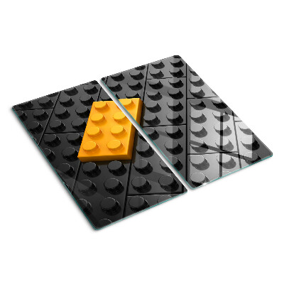 Skleněná deska do kuchyně LEGO kostky na černém pozadí