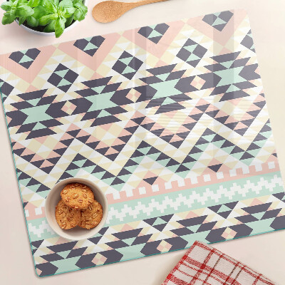 Skleněná krájecí deska Geometrický motiv v pastelových barvách