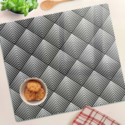 Skleněná krájecí deska Geometrie v černé a bílé